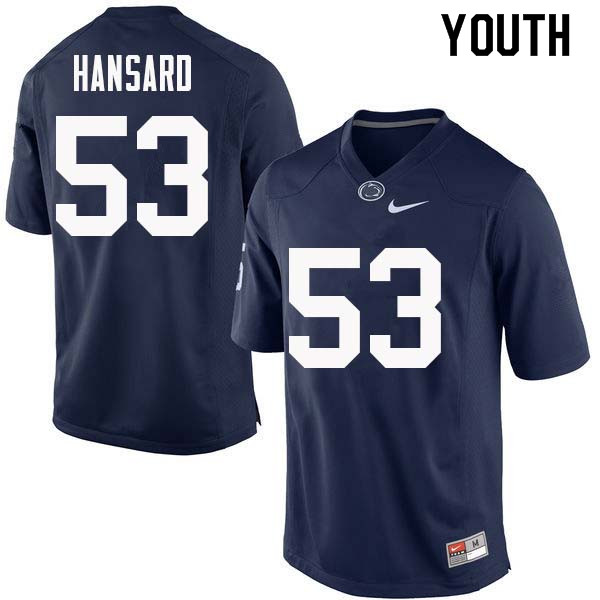 Youth #53 Fred Hansard Penn State Nittany Lions College Football Jerseys Sale-Navy